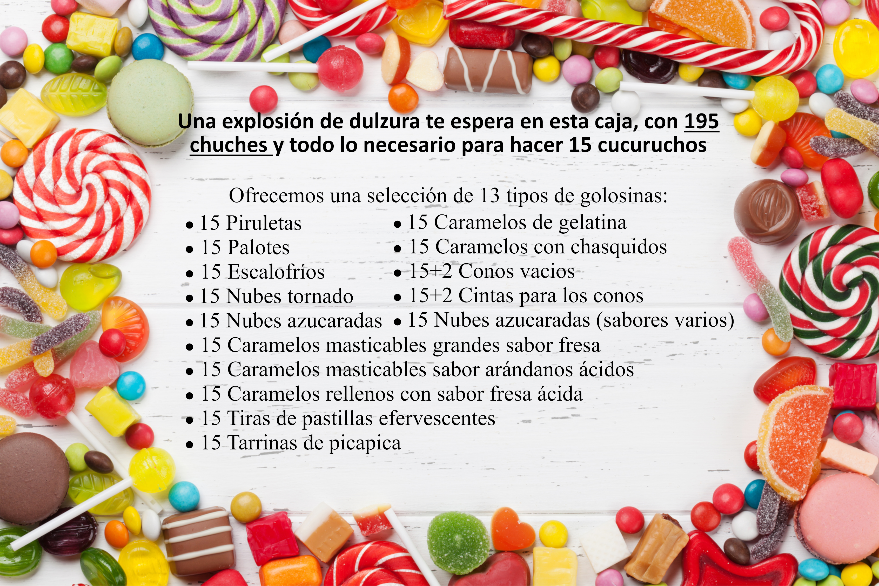 Cucurucho De Chuches Extra 120 Grs. - 1.56 €, Cajas y Cajitas, Detalles  para Boda